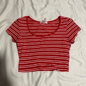 red and white cropped top